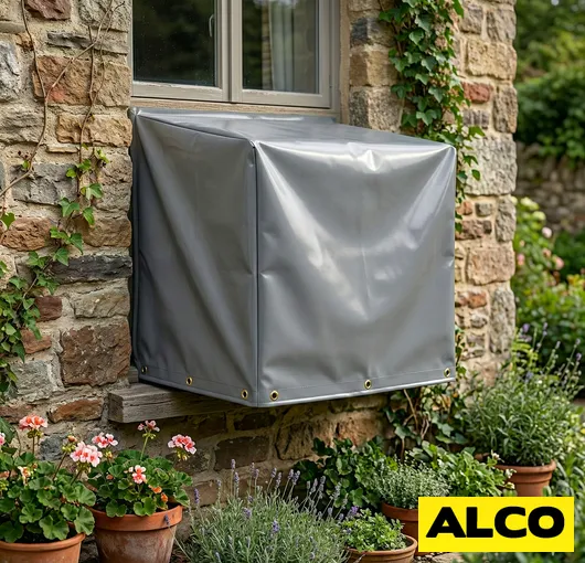 Custom fit central ac cover vinyl blocks wind and rain resized