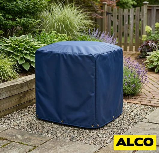 Vinyl air conditioner cover protects from snow and ice resized