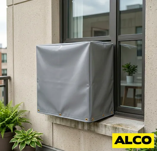 Vinyl central air unit cover keeps out dirt and leaves resized