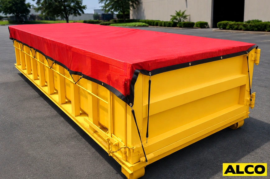 Weatherproof rolloff container cover
