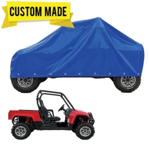 Custom waterproof vinyl UTV cover protects vehicle from rain and moisture