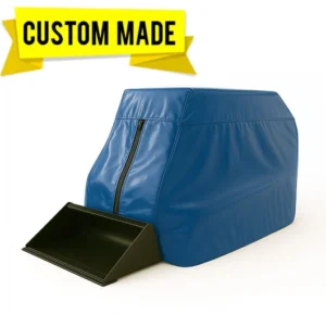 Custom vinyl skid steer cover protects machine from weather and debris