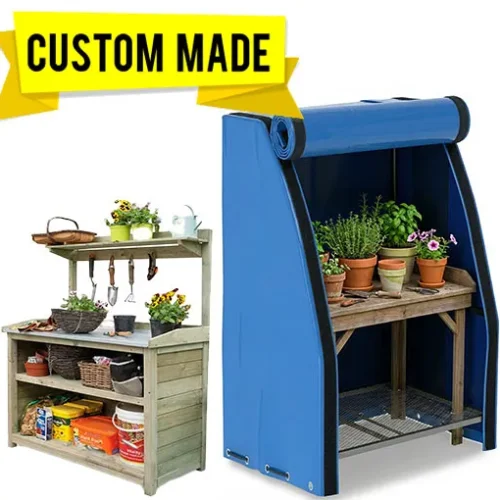 Custom made potting bench covers all year protection resized