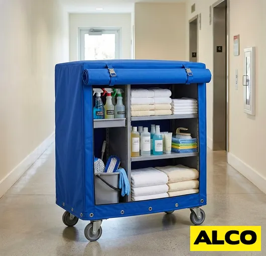 Opaque vinyl privacy cover for housekeeping carts resized
