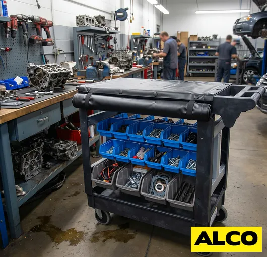 Heavy duty tool cart cover prevents shop scratches resized