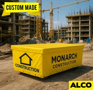 ALCO Custom-made dumpster wraps designed for branding and aesthetic outdoor enhancement 1