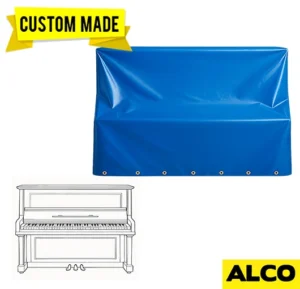 Custom-made piano cover protecting instrument from dust, scratches, and moisture by ALCO