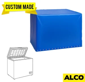 Custom-made outdoor chest freezer cover protecting appliance from weather damage by ALCO