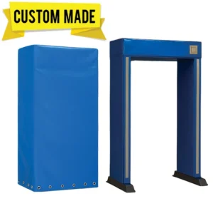 Custom-fit heavy-duty vinyl cover protects metal detector from damage.
