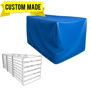 Custom-made compost bin covers protect contents from rain, wind, and debris