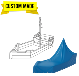 Heavy-duty PVC pirate ship sandbox covers protect sand from debris and weather.