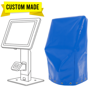 Vinyl robot lawn mower cover with 5-year warranty protects equipment.