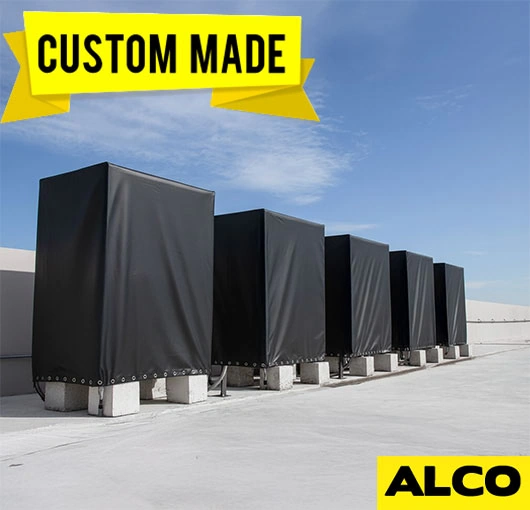 Custom lightweight polyester HVAC cover provides water-resistant protection for equipment