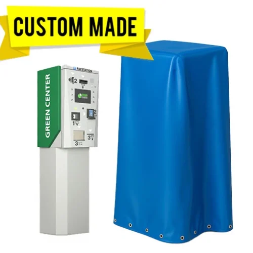 Custom-made covers protect parking payment kiosks from weather and debris