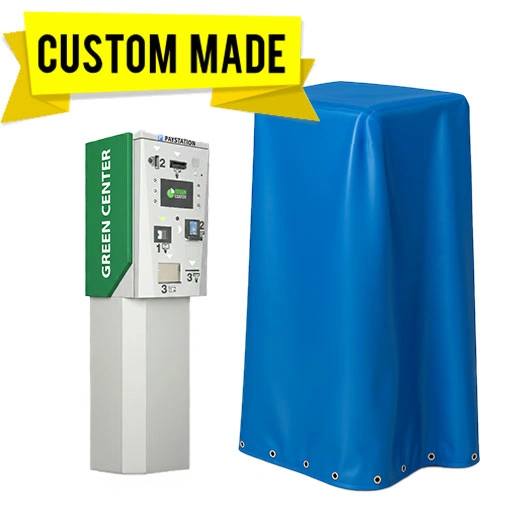 Custom-made covers protect parking payment kiosks from weather and debris
