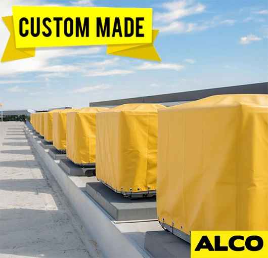 Custom-fitted vinyl cover protects outdoor AC and HVAC units from weather