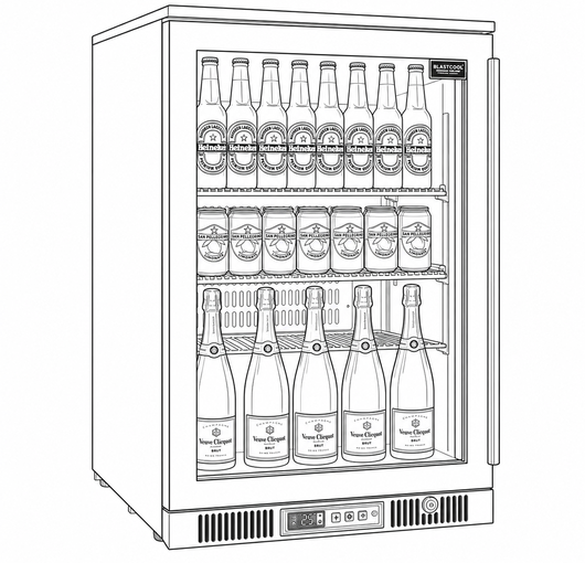 A waterproof cover fitted over an outdoor wine fridge to protect it from rain and weather exposure.