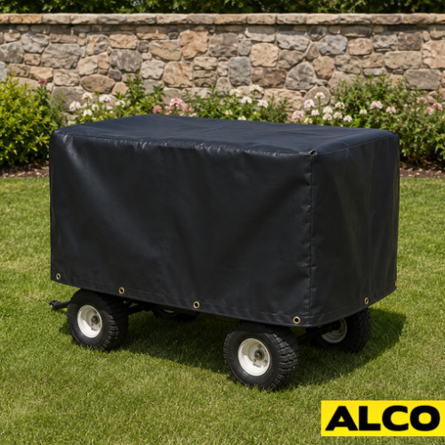 Custom weather-resistant cover fitted over an outdoor hay feeder to protect feed from rain and sun.