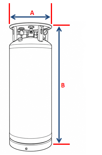 Liquid argon tank cover measurement diagram, sides A and B